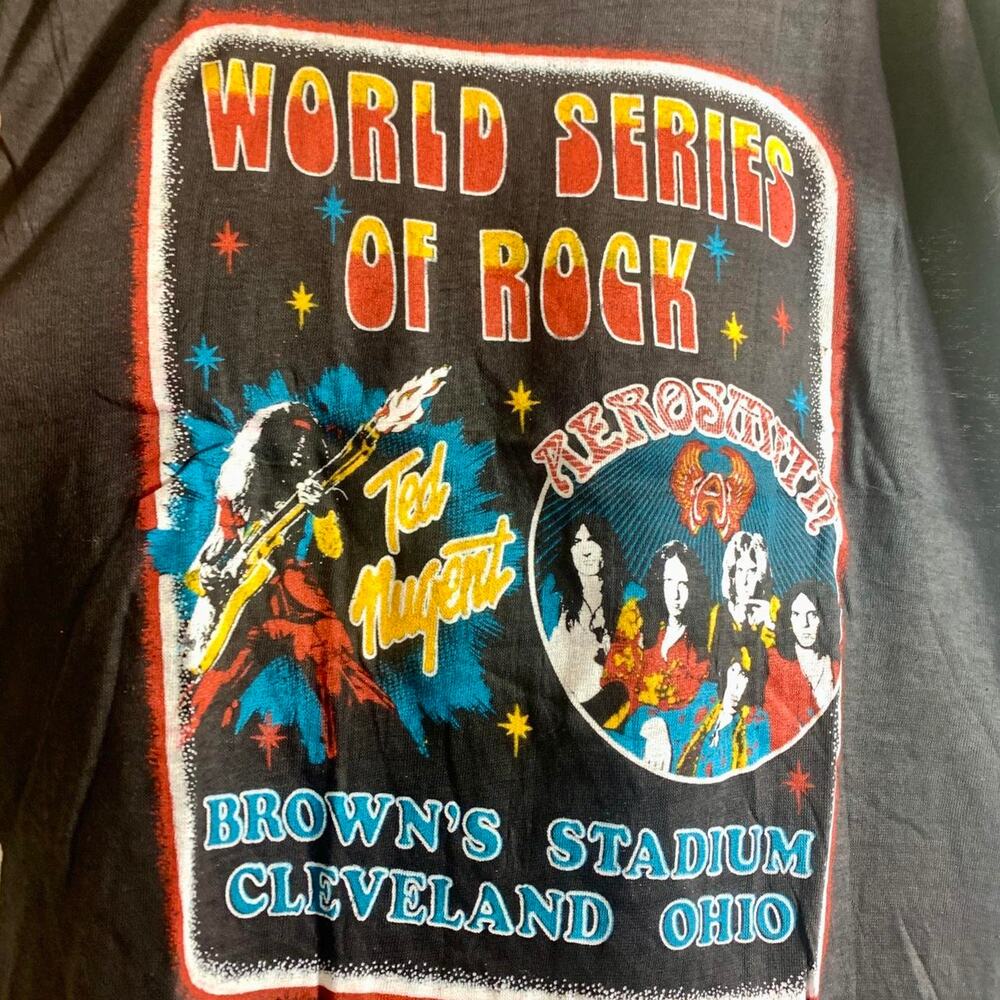 1979 AEROSMITH TED NUGENT JOURNEY AC/DC THIN LIZZY double sided tee shirt M